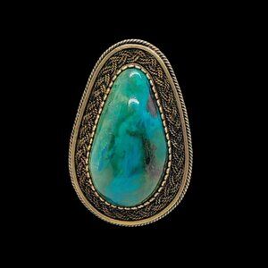 Vtg Israel Signed Eilat Stone 925 Sterling Silver Brooch Pendant Blue Green